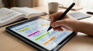 استخدام التابلت والقلم الذكي كأهم أدوات المذاكرة لتدوين ملاحظات الاختبارات
