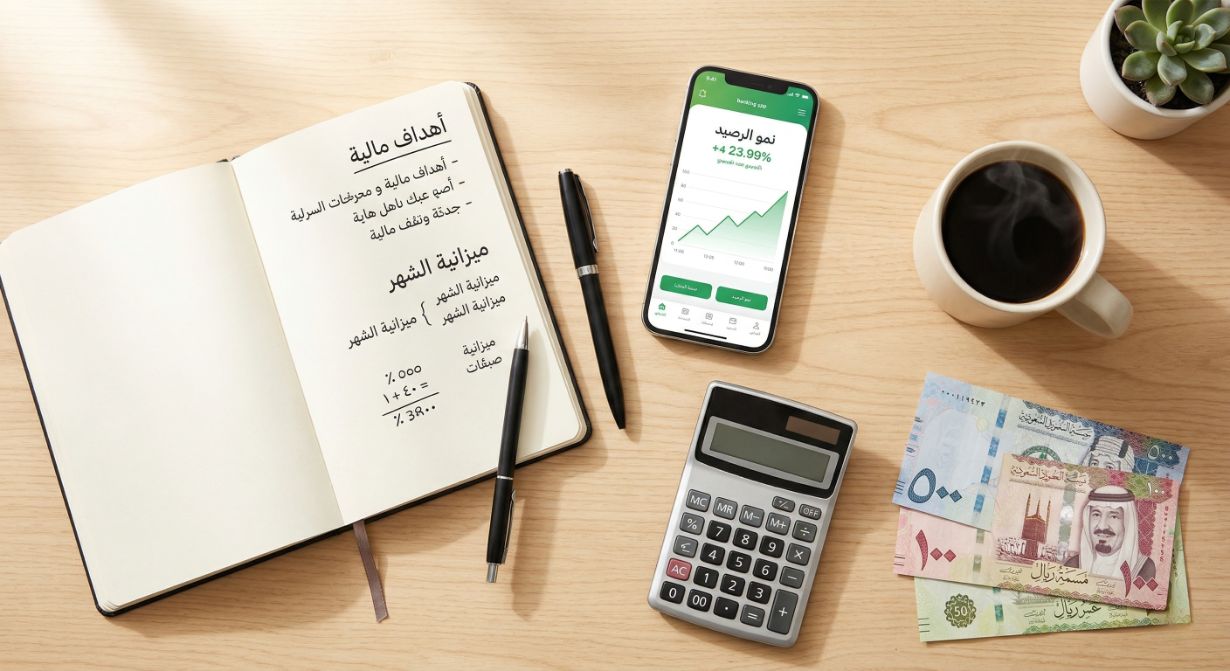 تخطيط ميزانية وتوفير الفلوس بعد مصاريف العيد باستخدام الهاتف والآلة الحاسبة